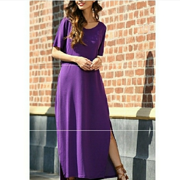 plus size purple maxi dress with sleeves